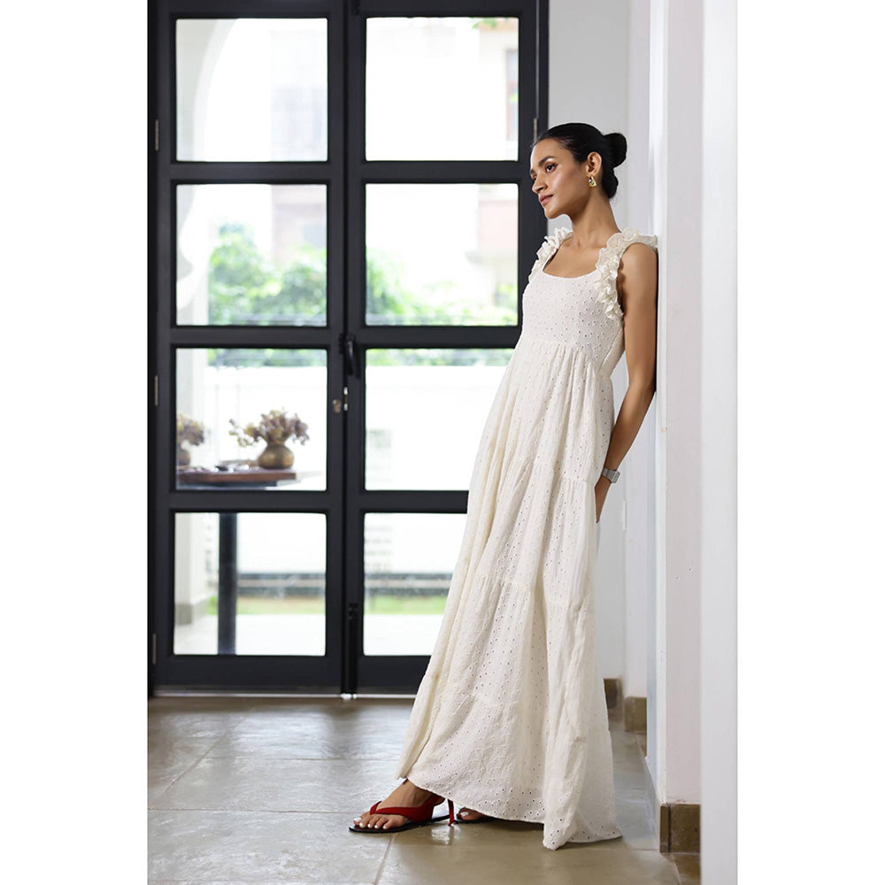 AlterEGO Elsa- Eyelet Embroidered Scoop Maxi Dress