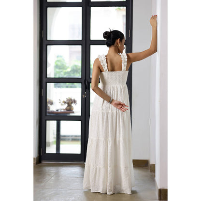 AlterEGO Elsa- Eyelet Embroidered Scoop Maxi Dress