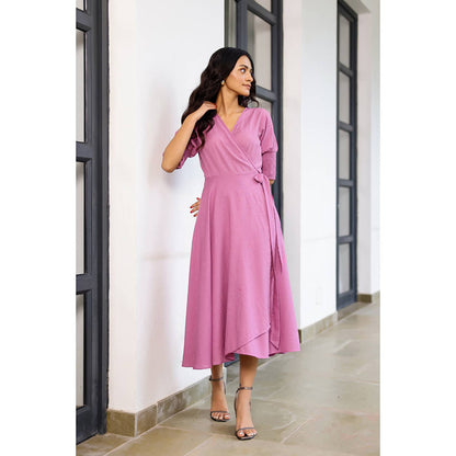 AlterEGO Rose- Asymmetric Hem Full Wrap Midi Dress