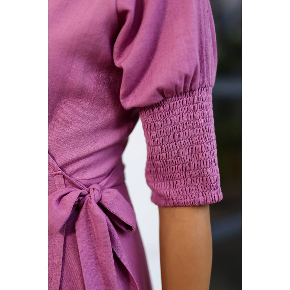AlterEGO Rose- Asymmetric Hem Full Wrap Midi Dress