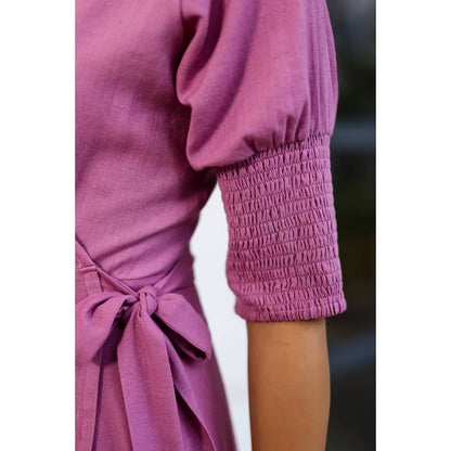 AlterEGO Rose- Asymmetric Hem Full Wrap Midi Dress