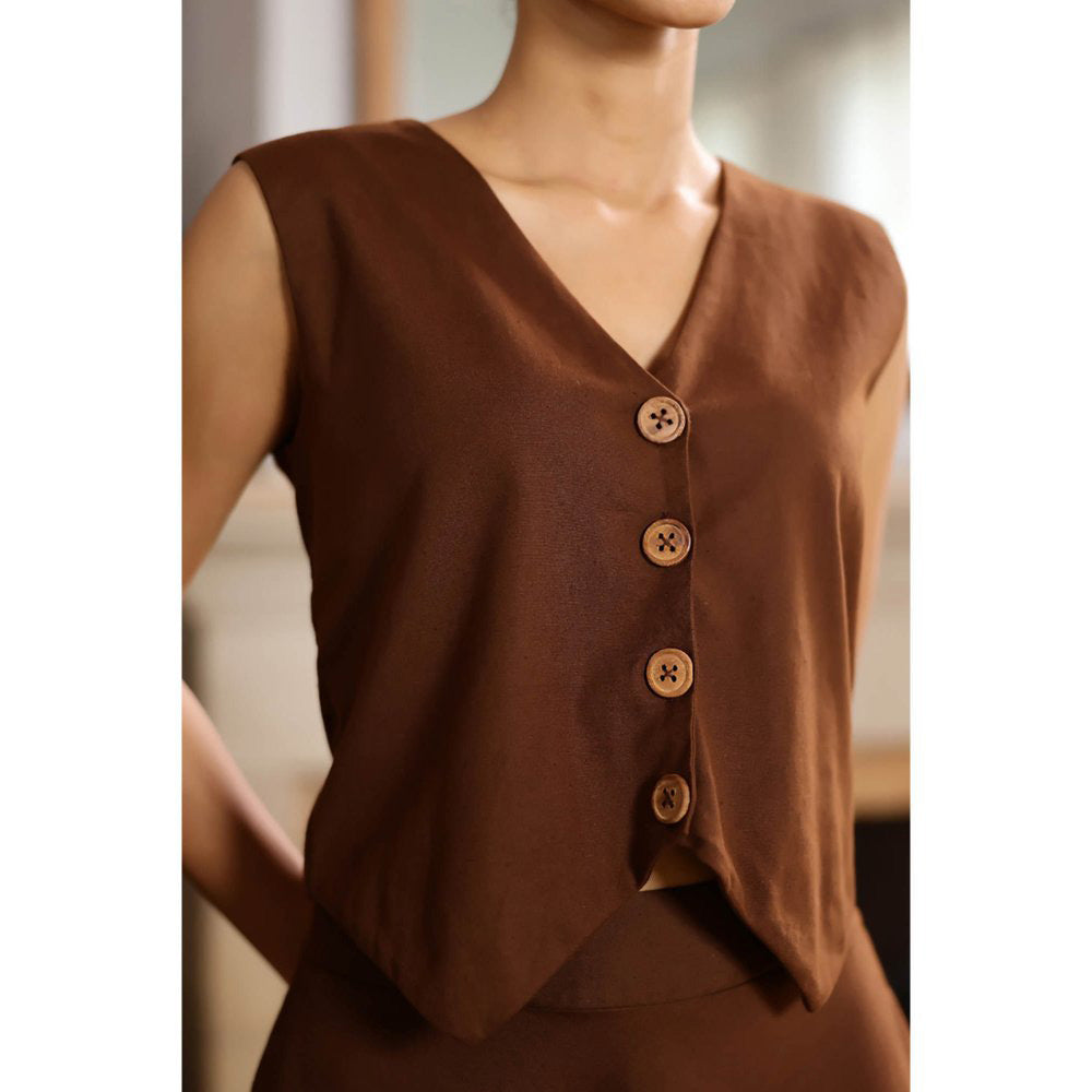AlterEGO Brown Roma The Wunder Solid Vest and Skirt (Set of 2)