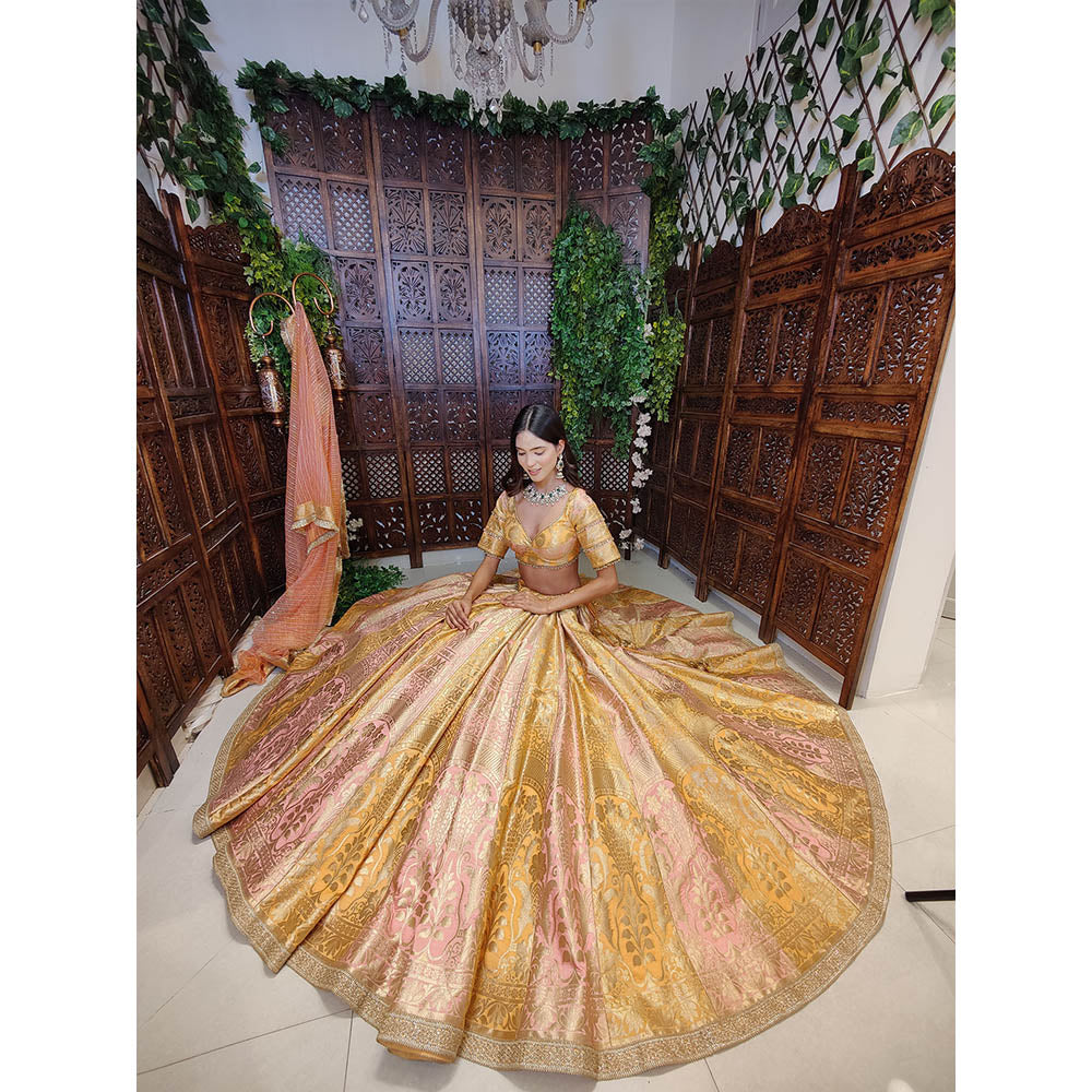 Amaltas Couture Rumeysa Banarasi Silk Blouse with Lehenga and Dupatta (Set of 3)