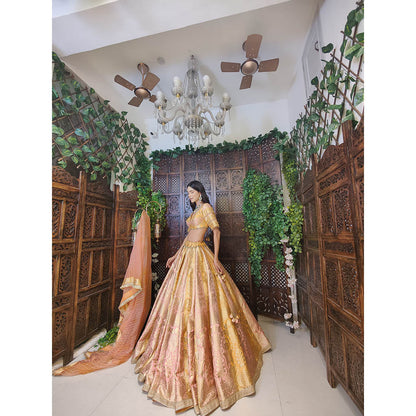 Amaltas Couture Rumeysa Banarasi Silk Blouse with Lehenga and Dupatta (Set of 3)