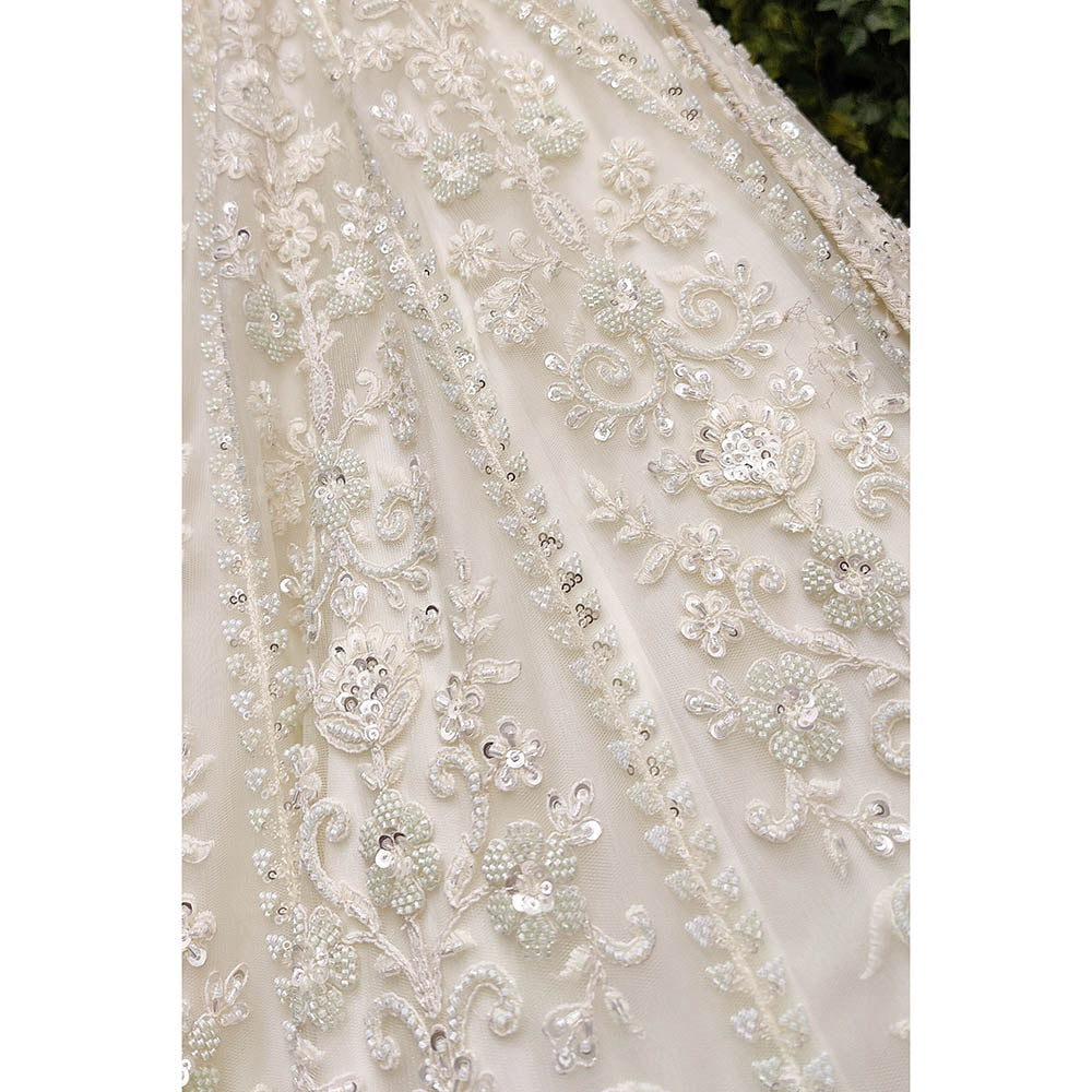 Amaltas Couture Esther Off White Modern Blouse with Lehenga and Dupatta (Set of 3)