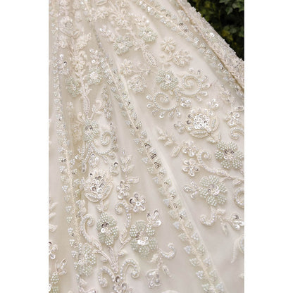 Amaltas Couture Esther Off White Modern Blouse with Lehenga and Dupatta (Set of 3)