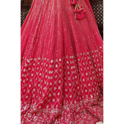 Amaltas Couture Tamia Organza Pink Embroidered Blouse with Lehenga (Set of 2)