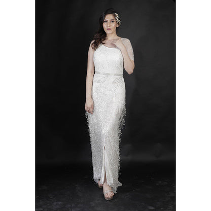 Ambrosia Hand Embellished White Gown with Sequence