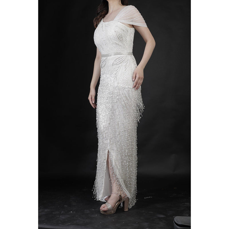 Ambrosia Hand Embellished White Gown with Sequence
