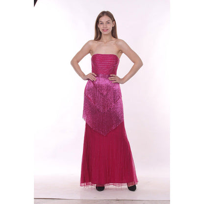 Ambrosia Hand Embellished Pink Long Tube Gown