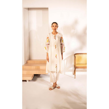 AM by Anita Mittal White Chanderi Ziva Kurta with Pant