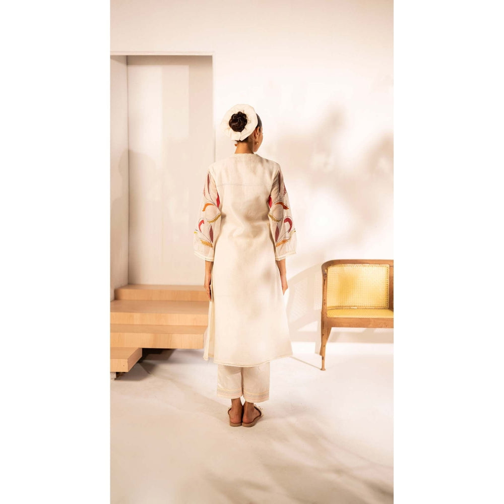 AM by Anita Mittal White Chanderi Ziva Kurta with Pant