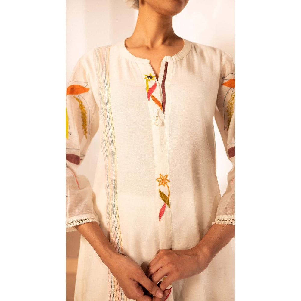 AM by Anita Mittal White Chanderi Ziva Kurta with Pant