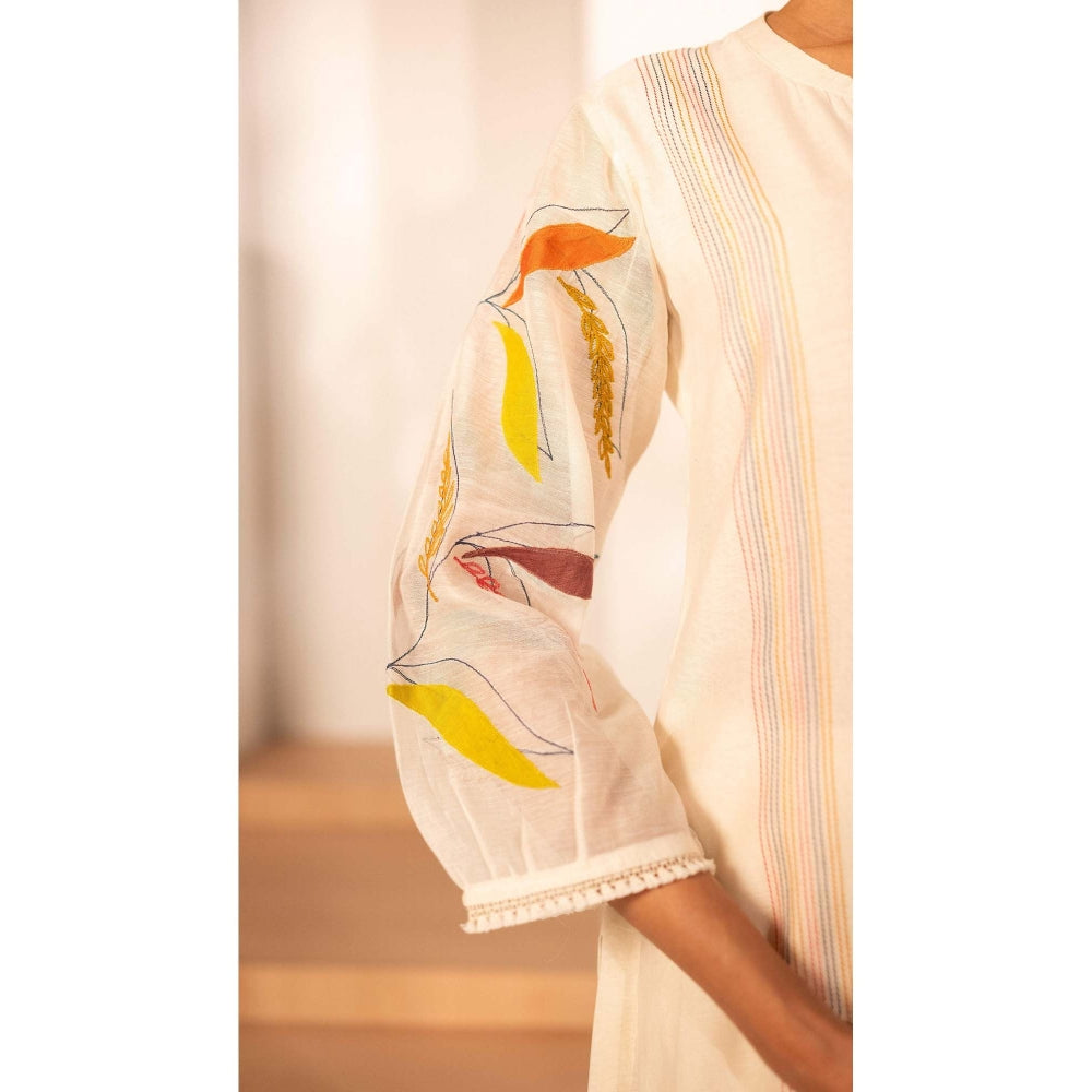 AM by Anita Mittal White Chanderi Ziva Kurta with Pant
