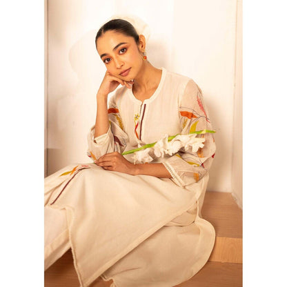AM by Anita Mittal White Chanderi Ziva Kurta with Pant