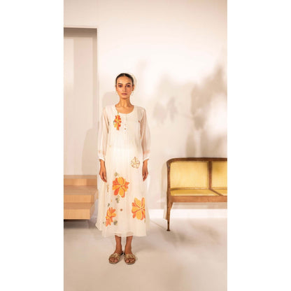 AM by Anita Mittal Off White Chanderi Zoya Kurta with Pant