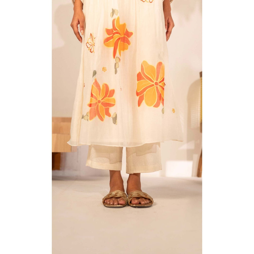 AM by Anita Mittal Off White Chanderi Zoya Kurta with Pant