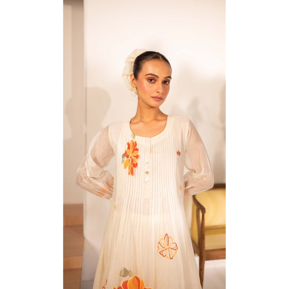 AM by Anita Mittal Off White Chanderi Zoya Kurta with Pant