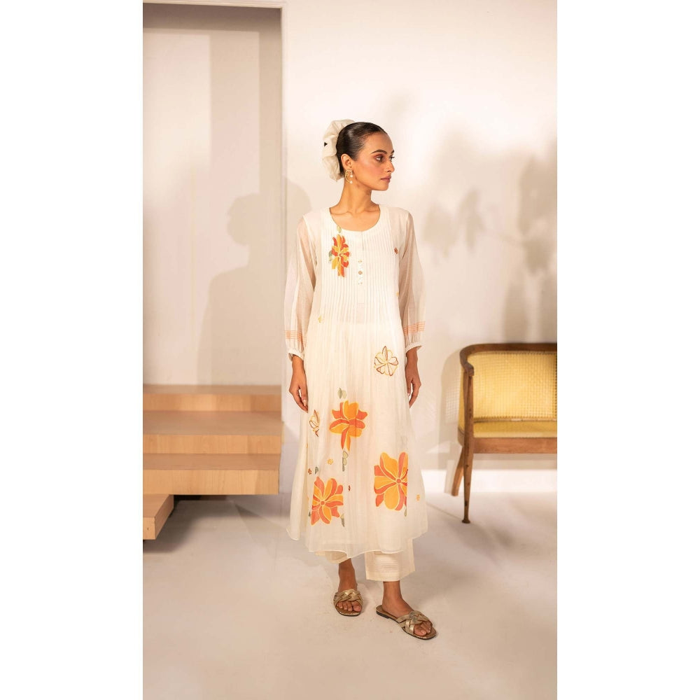 AM by Anita Mittal Off White Chanderi Zoya Kurta with Pant