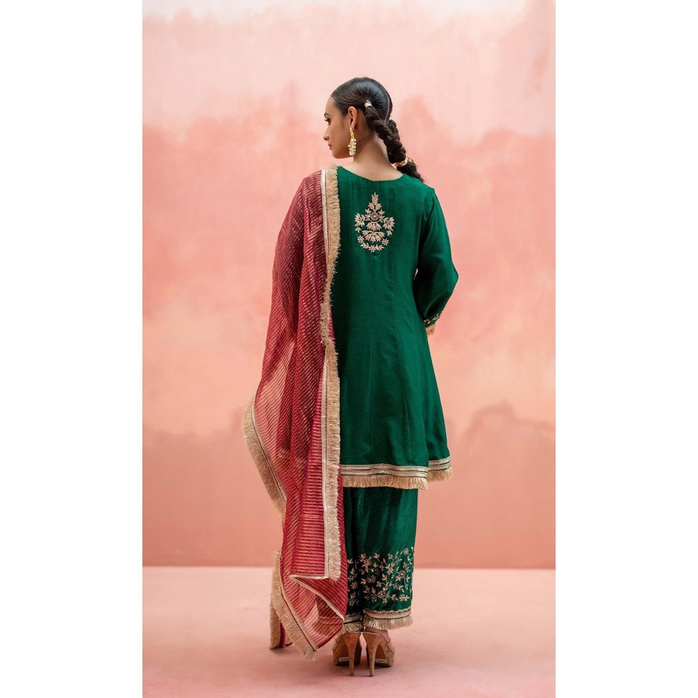 AM by Anita Mittal Green Firefly Kurta with Pant and Dupatta