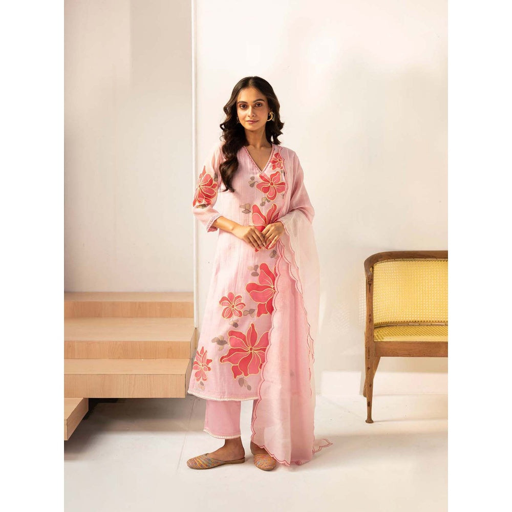 AM by Anita Mittal Pink Zoya Kurta with Pant and Dupatta