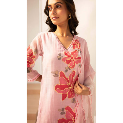 AM by Anita Mittal Pink Zoya Kurta with Pant and Dupatta