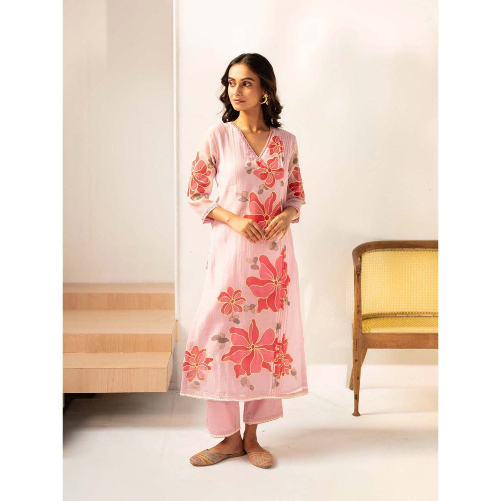 AM by Anita Mittal Pink Zoya Kurta with Pant and Dupatta