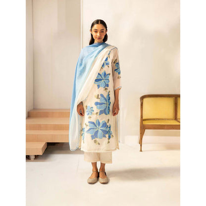 AM by Anita Mittal Off White Zoya Kurta with Pant and Dupatta