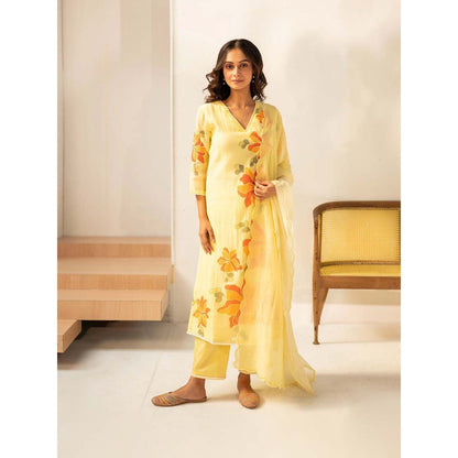 AM by Anita Mittal Yellow Zoya Kurta with Pant and Dupatta