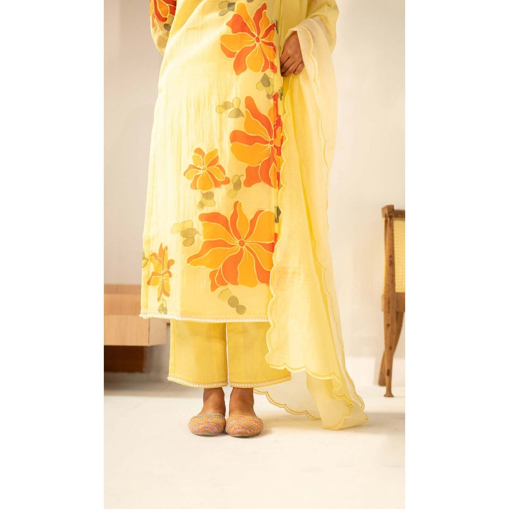 AM by Anita Mittal Yellow Zoya Kurta with Pant and Dupatta