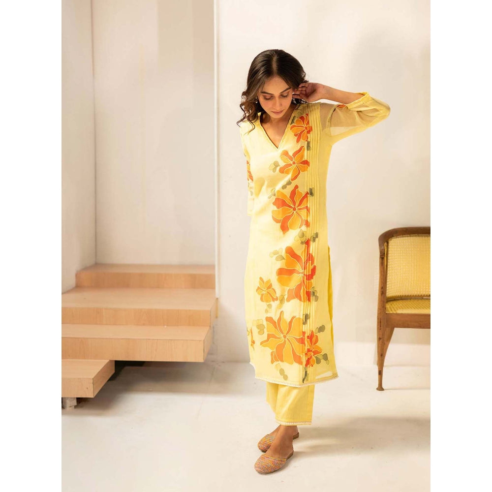AM by Anita Mittal Yellow Zoya Kurta with Pant and Dupatta