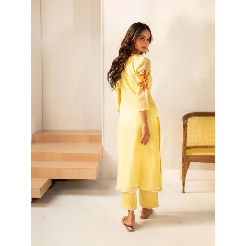AM by Anita Mittal Yellow Zoya Kurta with Pant and Dupatta