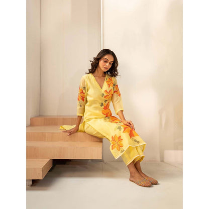 AM by Anita Mittal Yellow Zoya Kurta with Pant and Dupatta