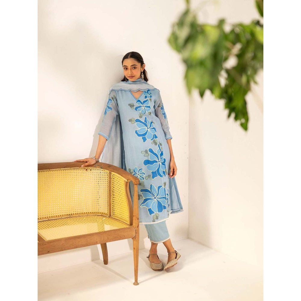 AM by Anita Mittal Blue Zoya Kurta with Pant and Dupatta