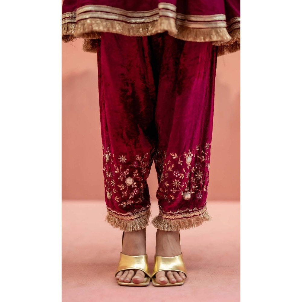 AM by Anita Mittal Red Firefly Kurta with Pant and Dupatta