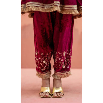 AM by Anita Mittal Red Firefly Kurta with Pant and Dupatta