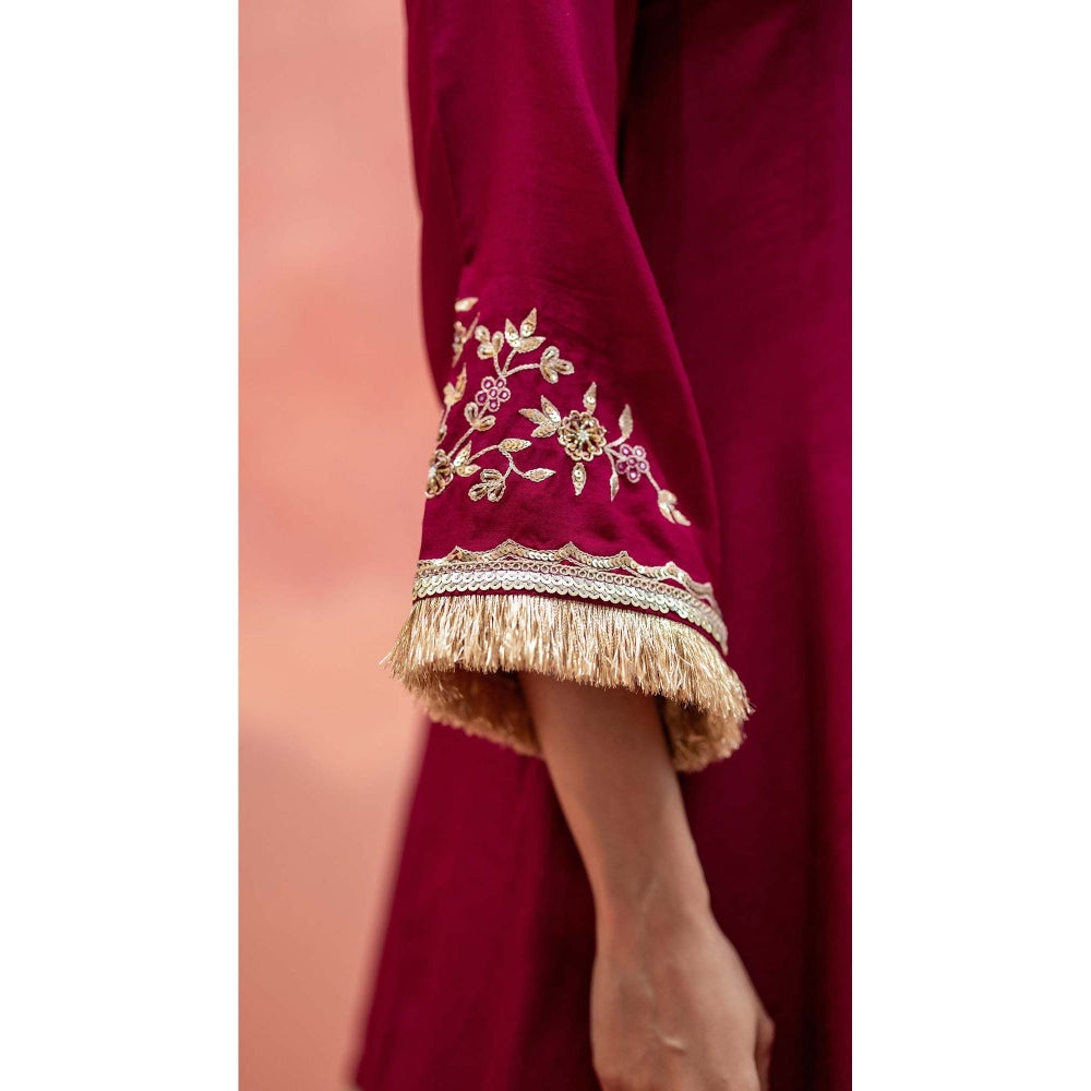 AM by Anita Mittal Red Firefly Kurta with Pant and Dupatta
