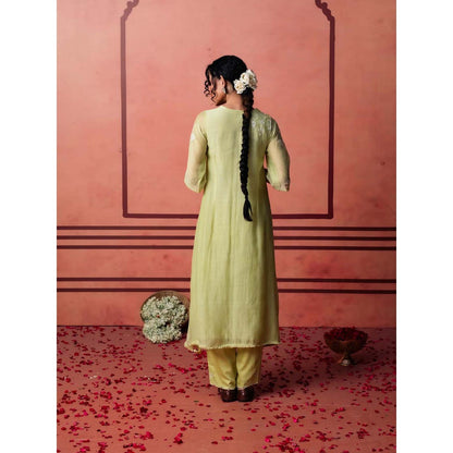 AM by Anita Mittal Green Cotton Kaia Kurta with Pant