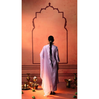 AM by Anita Mittal Lavender Chanderi Kairi Kurta with Pant and Dupatta