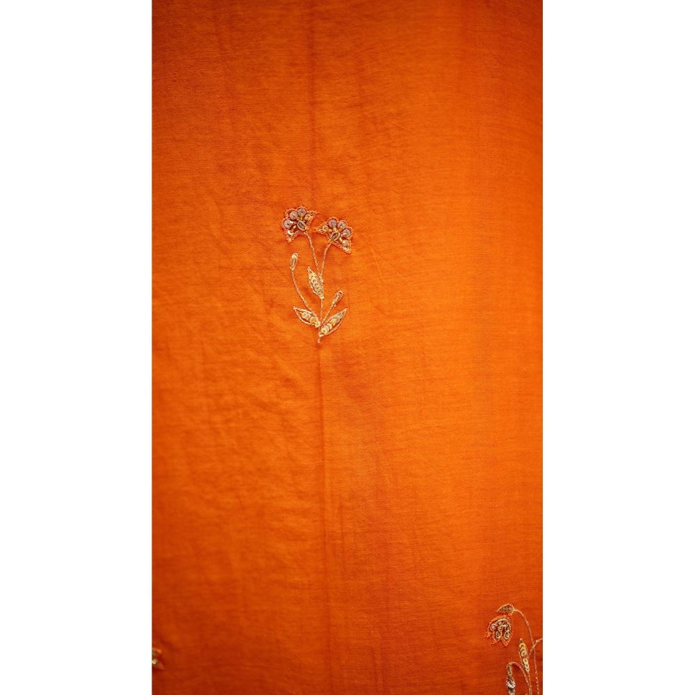 AM by Anita Mittal Orange Chanderi Chandini Kurta with Pant and Dupatta
