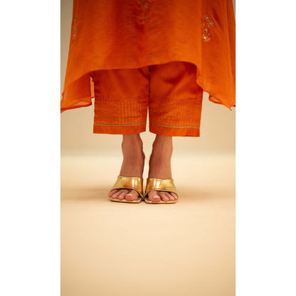 AM by Anita Mittal Orange Chanderi Chandini Kurta with Pant and Dupatta