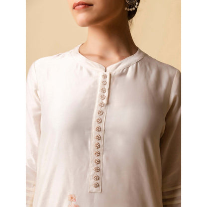 AM by Anita Mittal Blue Floral Applique Kurta with Pant and Dupatta