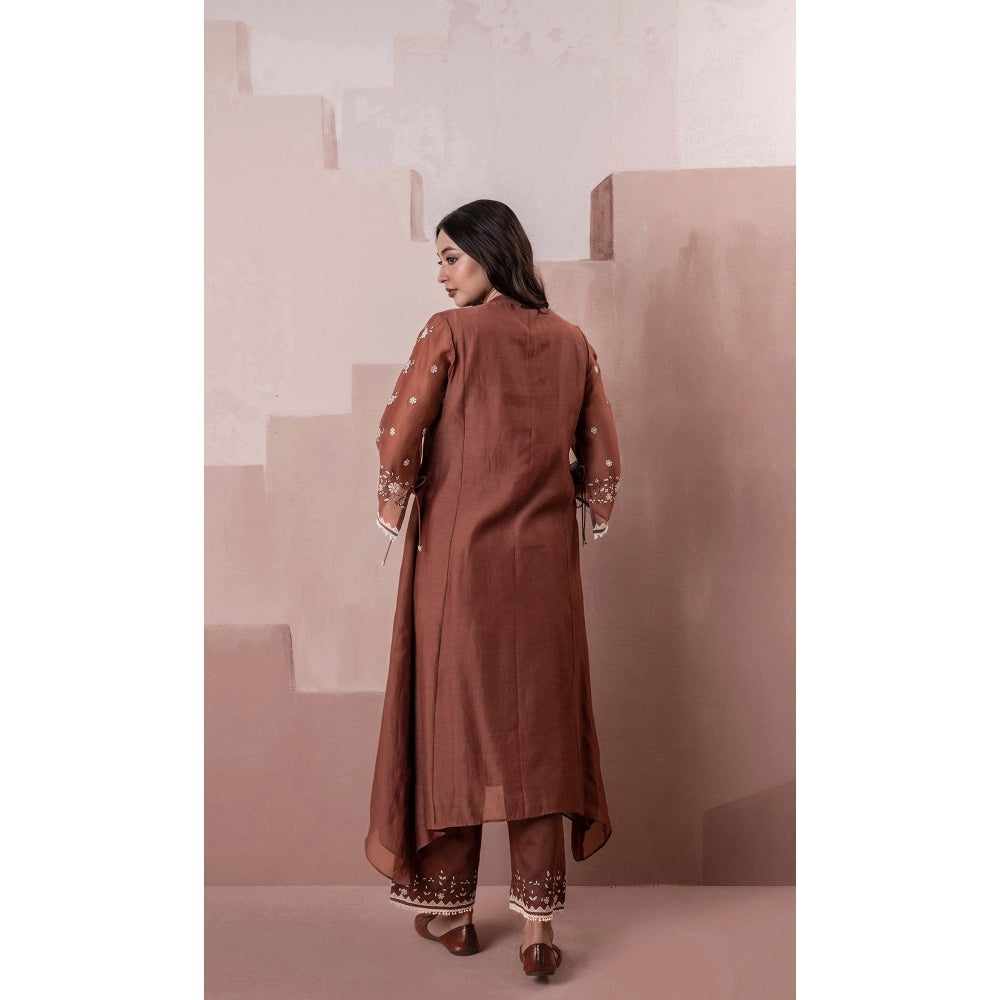 AM by Anita Mittal Brown Alaya A-Line Kurta with Pant
