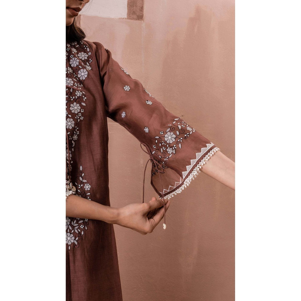 AM by Anita Mittal Brown Alaya A-Line Kurta with Pant