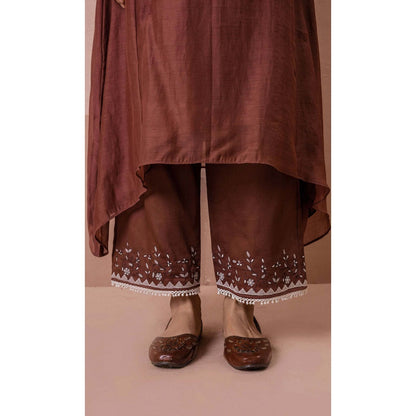 AM by Anita Mittal Brown Alaya A-Line Kurta with Pant