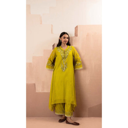AM by Anita Mittal Yellow Alaya A-Line Kurta with Pant