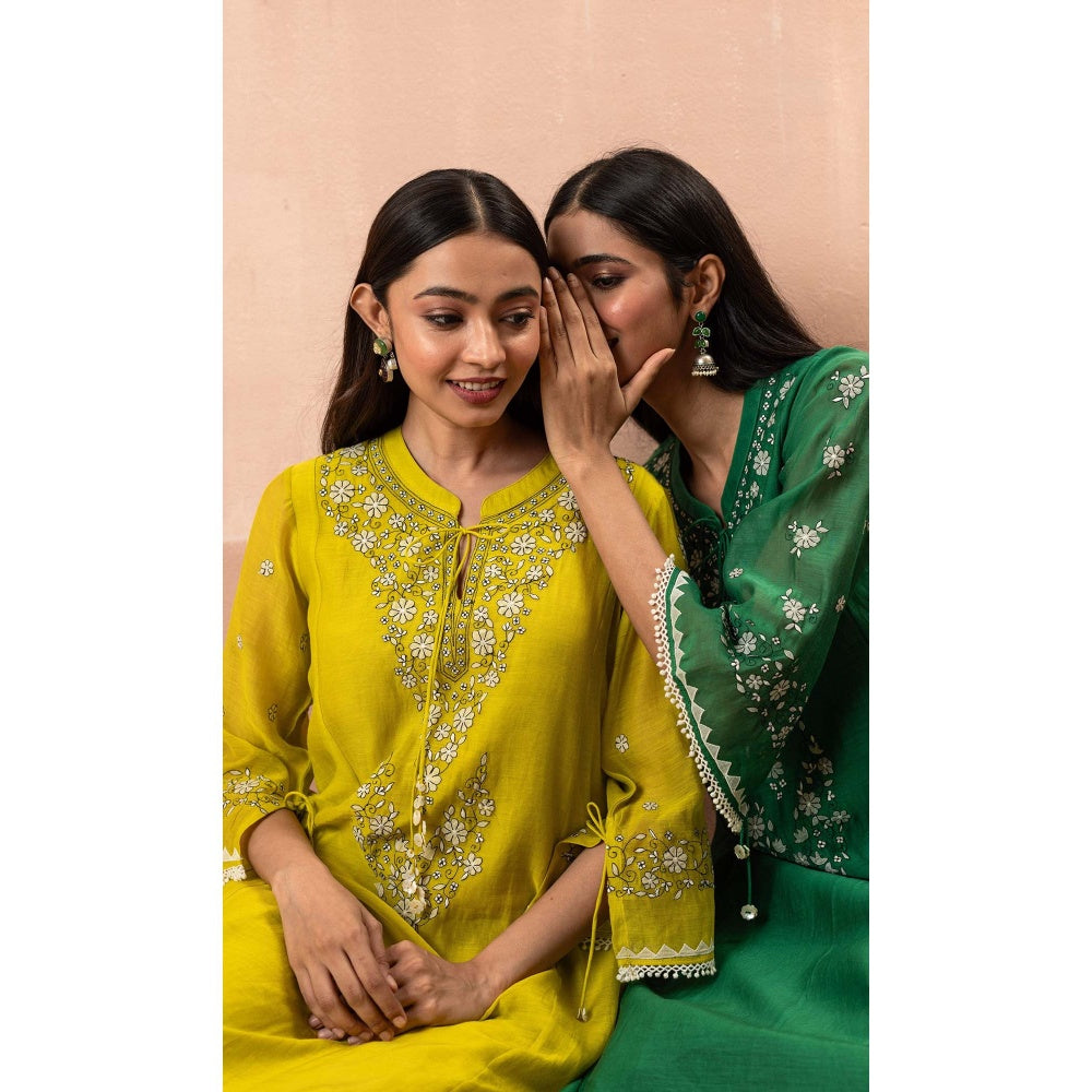 AM by Anita Mittal Yellow Alaya A-Line Kurta with Pant