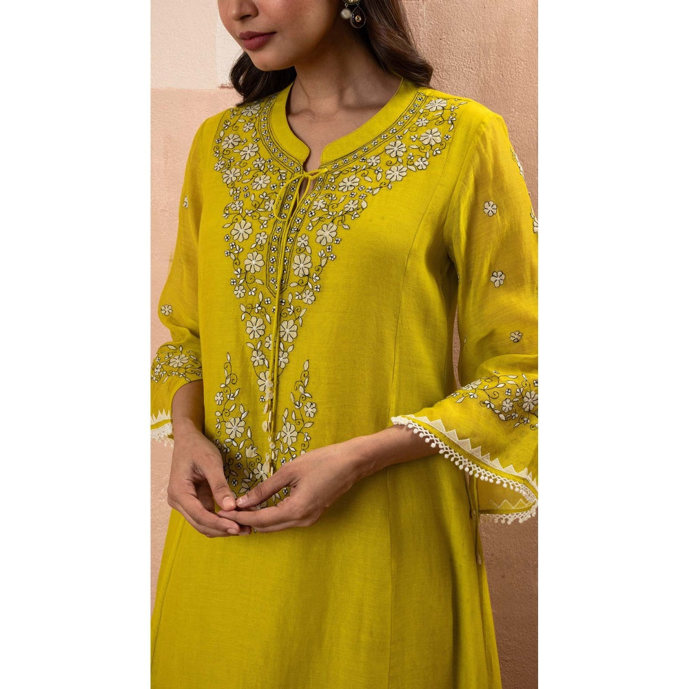 AM by Anita Mittal Yellow Alaya A-Line Kurta with Pant