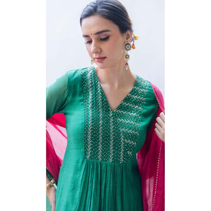 AM by Anita Mittal Green Firefly Kurta with Pant and Dupatta