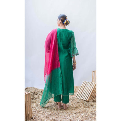 AM by Anita Mittal Green Firefly Kurta with Pant and Dupatta